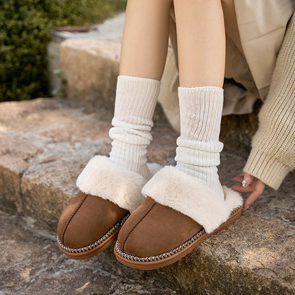 Evshine 2024 New Women Fuzzy Warm Slippers Faux Fur Cotton Slippers Fluffy Non-Slip Slides Winter Fashion Women Cozy House Shoes
