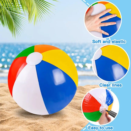3pcs Summer Inflatable Beach Balls Rainbow Striped Inflatable Pool Balls for Pool Party & Beach Games Adults Kids Outdoor Play