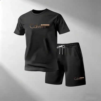 2026 Summer Men's Streetwear 2 Piece Set O-Neck T-Shirt+Sports Shorts Quick Dry Fitness Gym Running Suit Hot Sale Fashion Casual
