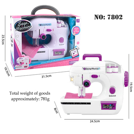 Sewing Machine Toys, Portable Battery Powered Sewing Machine with Measuring Tape and Fabric, Gifts for Kids not Include Battery
