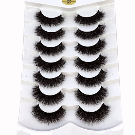 7pairs Natural Russian Strip Lashes Fluffy Mink Lashes 3D False Eyelashes Fluffy Volume Eyelashes Fake Eyelash Extension Make Up