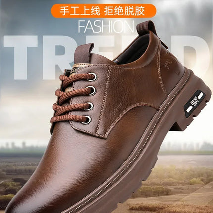 Men's Casual Leather Shoes Designer Trendy All-match Platform Shoes  Men's Business Breathable Leather Shoes shoe