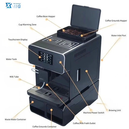 Professional Touch Screen Espresso Machine 20 Bar One-touch Latte Cappuccino Maker Stainless Steel Coffee Maker