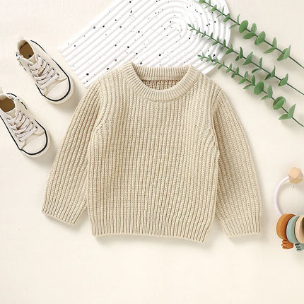 Baby Sweaters Casual Crew Neck Long Sleeve Knitted Newborn Boys Girls Pullovers 1-3Y Infant Unisex Solid Knitwear Toddler Jumper