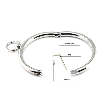 Metal Male Female Lockable Slave Neck collar Hex wrench Restraint Bondage Locking Choker O-Rings Chain Leader SM Couple Game -BDSM