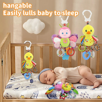 Baby Hanging Rattles Soft Toy Multifunctional Sensory Cartoon Animal Wind Chime Plush Toy Baby Stroller and Bed Baby Toy Gifts