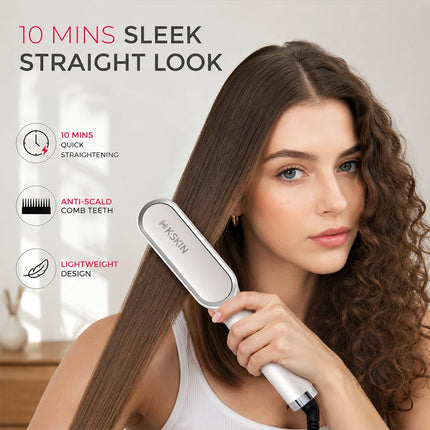 KSKIN 2 In 1 Hair Straightener Brush Multifunctional Professional Hair Straightening Comb Anti-Scald Quick Heating Hair Styling