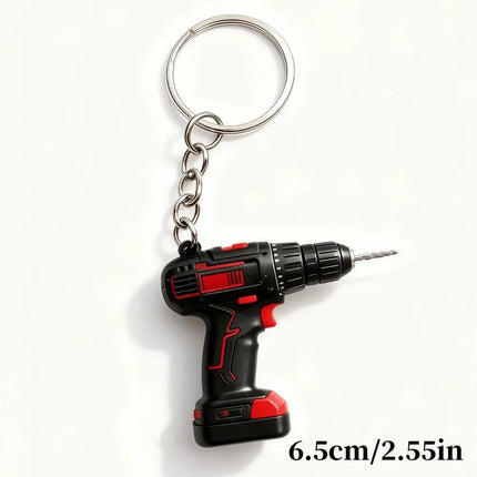 Mini Electric Drill-shaped Key Chain Silicone Cool Drill Key Ring Lifelike Lightweight Handheld Drill Bag Pendant Gifts/Decor