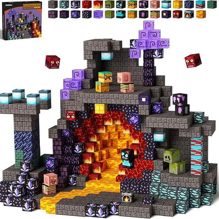 Magnetic Building Blocks Mine World Magnet Cube for Stacking Construction Set Educate Sensory Toys Kids Boys Girls Ages 3+ DIY