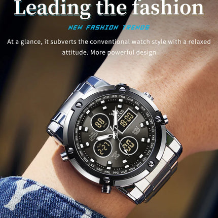 OLEVS 2024 New Mens Watches Top Brand Luxury Sport Digital Quartz Wristwatch For Men All Steel Military Waterproof Clock+Box
