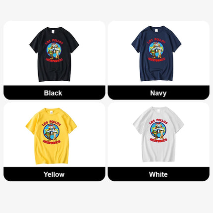 Summer Men's High Quality LOS POLLOS Hermanos Funny Printed T-Shirt Casual Cotton Breathable T-shirt Chicken Brothers Tees Top