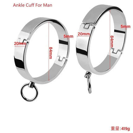 Manyjoy Metal Steel Bondage Cuffs Collar Handcuff Ankle Wrist Cuff Shackl Slave Sex  Restraint Necklace Sex Toys for Couple 18+