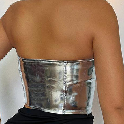 Sexy Y2K Clothes Leather Corset Crop Top Women Summer Body Night Club Party Halter Tank Top Festival Outfits Cropped Tube Tops