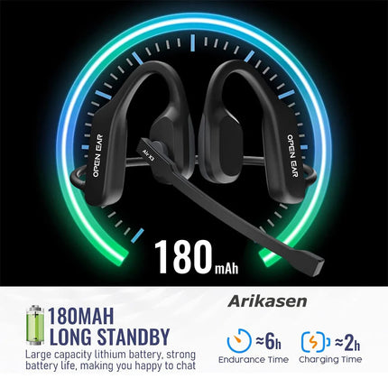 Open-Ear Headsets with Noise Canceling Boom Microphone Lightweight Bluetooth Wireless Headphones for Trucker Office Call Center