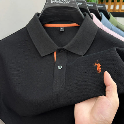 100% pure cotton men's short-sleeved polo shirt, hot-selling summer fashionable horse logo embroidery classic Paul casual T-shirt