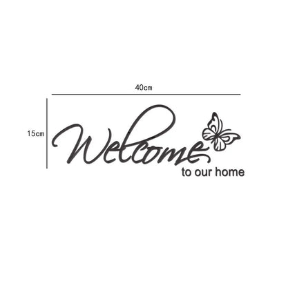 Welcome To Our Home Acrylic Mirror Wall Sticker Butterfly Stickers Bedroom Living Room Decals Self-adhesion Wallpaper Door Decor