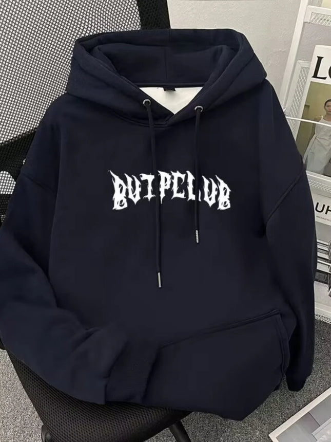 Letter Wing Print Men Women Pullover Hoodie Outdoor Street Casual Sports Loose Hip Hop Trend Autumn Winter Warm Sweatshirt Top