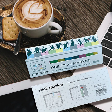 Korean Kawai Stationery Rows Sitting Little Flower Cat Black Cat Sticky Notes N Times Sticker Cartoon Creativity Pepsi Lovely