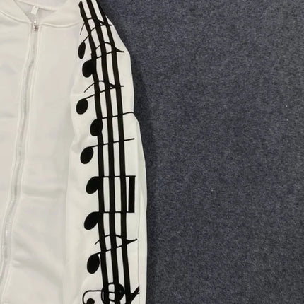 Y2K Gothic style sports cardigan, zipper hoodie, loose, casual, unisex, personalized sweater with musical note, new