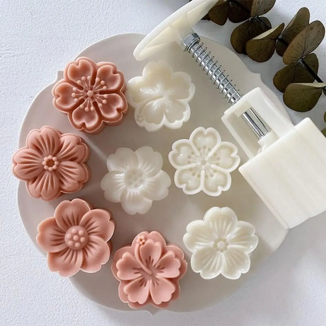 1 set DIY Mooncake Mold Plastic Hand Press Pastry Mold Hand Press Mung Bean Cake Model Pastry Embossing Make Kitchen Baking Tool