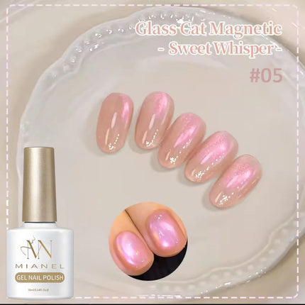 10ML 1-8PCS 2026 New Nude Pink Glass Bead Gel Nail Polish Gold Light Magnet Nude Cat Eye Gel Polish Cute Nails Nail Supplies