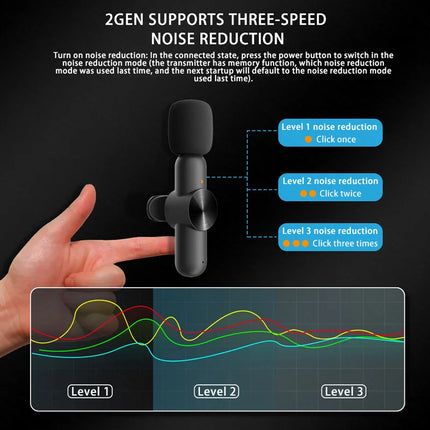 Wireless Lavalier Microphone with Charging Box Audio Video Noise Cancel Record Plug-and-Play Mic for IOS Android
