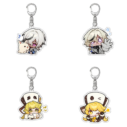 Honkai: Star Rail Anime Figure Acrylic Keychain Dan Heng Feixiao Firefly Model Plate 4pc/set Keyring Game Fans Gift
