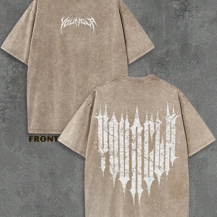 2026 Summer Men's Pure Cotton Washed T-Shirt Retro Street Outdoor Men's Clothing