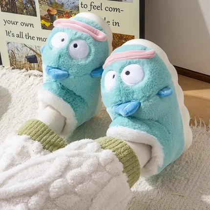 Hangyodon Anime Cartoon Peripheral Cotton Slipper Winter Home Cute Thick Bottom Warm Plush Cotton Outdoor Cute Couple Shoes Gift