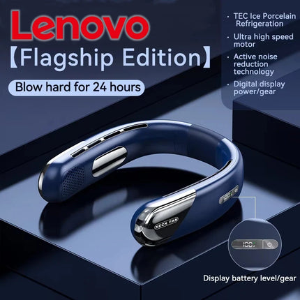 Lenovo Neck Fan Air Conditioner Ultra Hanging USB Rechargeable Semiconductor Refrigeration Leafless Fan 5 speed Outdoor 2026