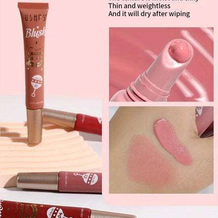 USHAS 4 Color Long-lasting Liquid Blush Facial Contouring Lightweight Soft Multi-Use Cream Blush Waterproof Facial Blush Stick