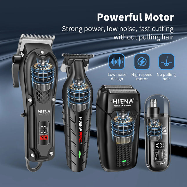 hiena Finish Professional Electric Hair Clippers Beard Clipper Rechargeable Men's Shaver Hair Trimmer Kit