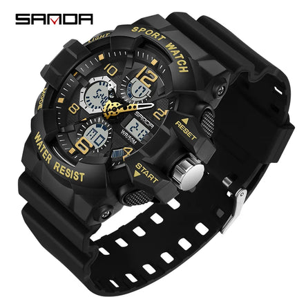 SANDA LED Digital Men Watch G Style Military Sports Electronic Double Display Date waterproof Quartz Watch Relogio Masculino