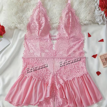 Push Up Women's Hollow Erotic Lingerie Set Lace Transparent Underwear Slim Fit Erotic Bra Set Lace Sexy Fashion Sleepwear Dress