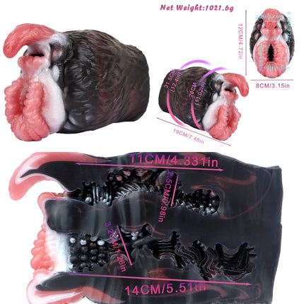 Silicone Monster Male Masturbator Dual Channel Anal Onahole Pussy Realistic Vaginal Textured Channel Stroker Adult Sex Toy For Man
