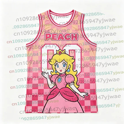 2026 Men Women Super Bros Yoshi Peach Cosplay Sleeveless Vest Summer T-Shirt Kid Cartoon Basketball Vest Top for Anime Fans Gift