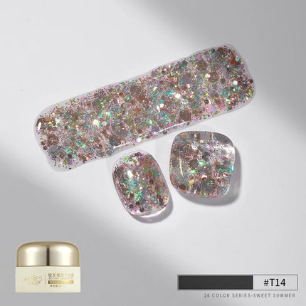 Pretty Colorful Glitter Nail Polish Reflective Candy Color Nail Varnish Semi Permanent UV Polish Nails Art Manicure Jelly Glue