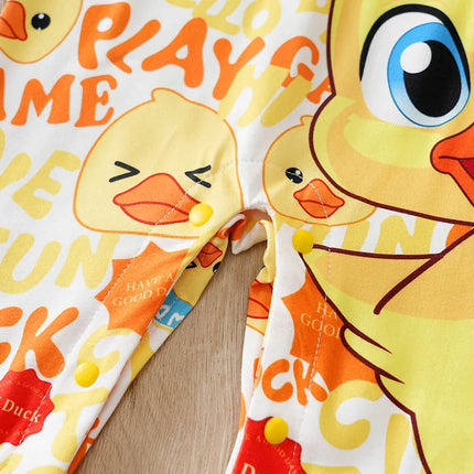 Baby Boys Girls Cartoon Yellow Duck Autumn Long Sleeve Onesie Romper Jumpsuit Infant Toddler Newborn 0-18 Months Warm Soft Cozy