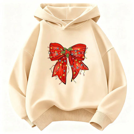 Fashion Red Color Bow Lovely Heart Children's Hoodie Sweatshirt Cute 90s Hoody for Boys Girls Autumn Spring Casual Hoodies