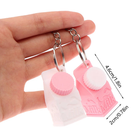 Milk Carton Keychain Pendant Mini Milk Carton Shape Pill Storage Box Portable Container Pendant For Backpack Handbag Keychain