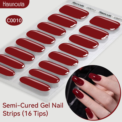 Gradient Auroras Semi Cured Gel Nail Strips Sparkly Shinning DIY Gel Polish Stickers for Nails Works with UV/LED Nail Lamps