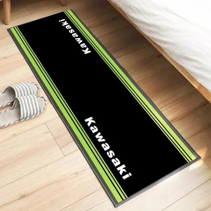 Garage Mat Motorcycle Carpet Racing Cool Moto Display Kawasaki Carpet for Kawasaki Motorcycle Area Rug Anti-slip Floor Decor Rug