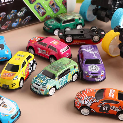 Xmas Set Kids Alloy Pull Back Car Toys Mini City Cartoon Inertia Racing Car Model Diecast Vehicle For Boys Girls Birthday Gift