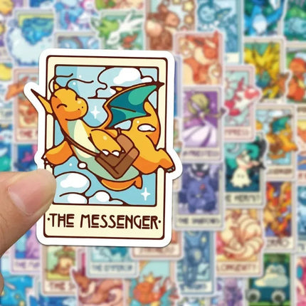 60pcs Pokemon Tarot Card Stickers Decals Cute Dragonite The Messenger Stickers for Laptop Luggage Decor Kids Toys