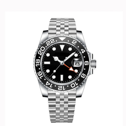 40MM Custom Logo New Men Quart Wristwatch Jubilee Stainless Quartz GMT Watch Sapphire Glass Men Watches Waterproof Luminous