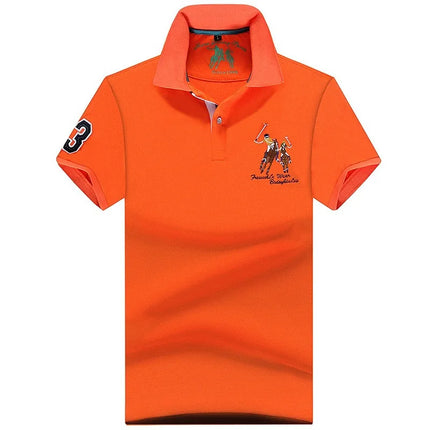 Men's Solid Summer Polo Shirt Plus Size Casual Short Sleeve Lapel Button Shirt with Embroidery - Purple, Red, White - 5XL, 6XL