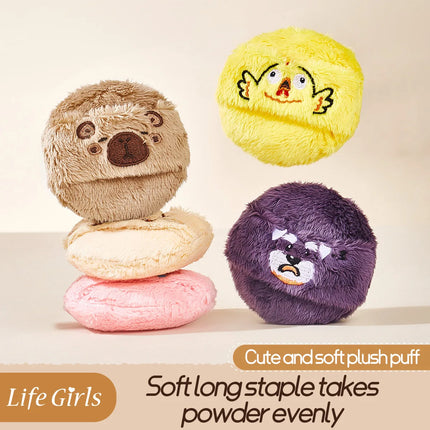 Life Girls cute and soft plush powder puff, flocking, comfortable and skin-friendly, thick, setting, loose powder, soft cushion