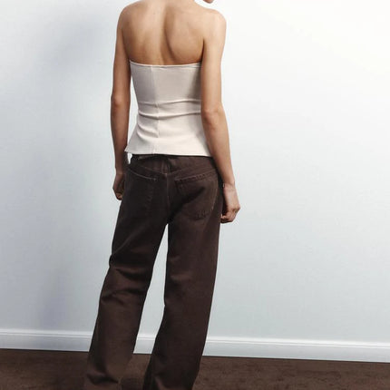 Spring New Women's Design Slim Fit Double Cloth Wrap Chest Sleeveless Top Simple Sleeveless Commute Regular Length Pure Color