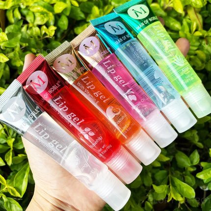 6/12Pcs Fruity Watery Glossy Lip Gloss Set VE, Rosehip, Argan, Mint, Aloe, Coconut Flavor Clear Lip Oil Moisturizing Lip Plumpin