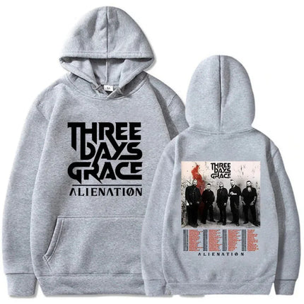 Three Days Grace Alienation Tour 2025 Hoodies Street Style Long Sleeve Cotton Sweatshirts for Women with Hat Print Design